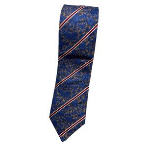 GIANFRANCO FERRE Men's Silk Necktie LUXURY Blue Red Striped Geometric W:3.5" EUC